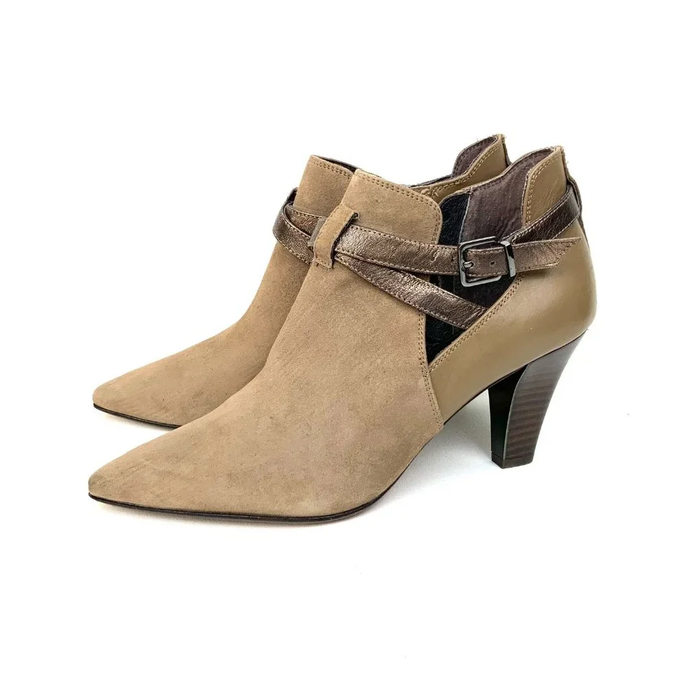 Donald J Pliner Tamy Pointed Toe Suede Ankle Boots Heels Size 9.5 - Picture 1 of 16